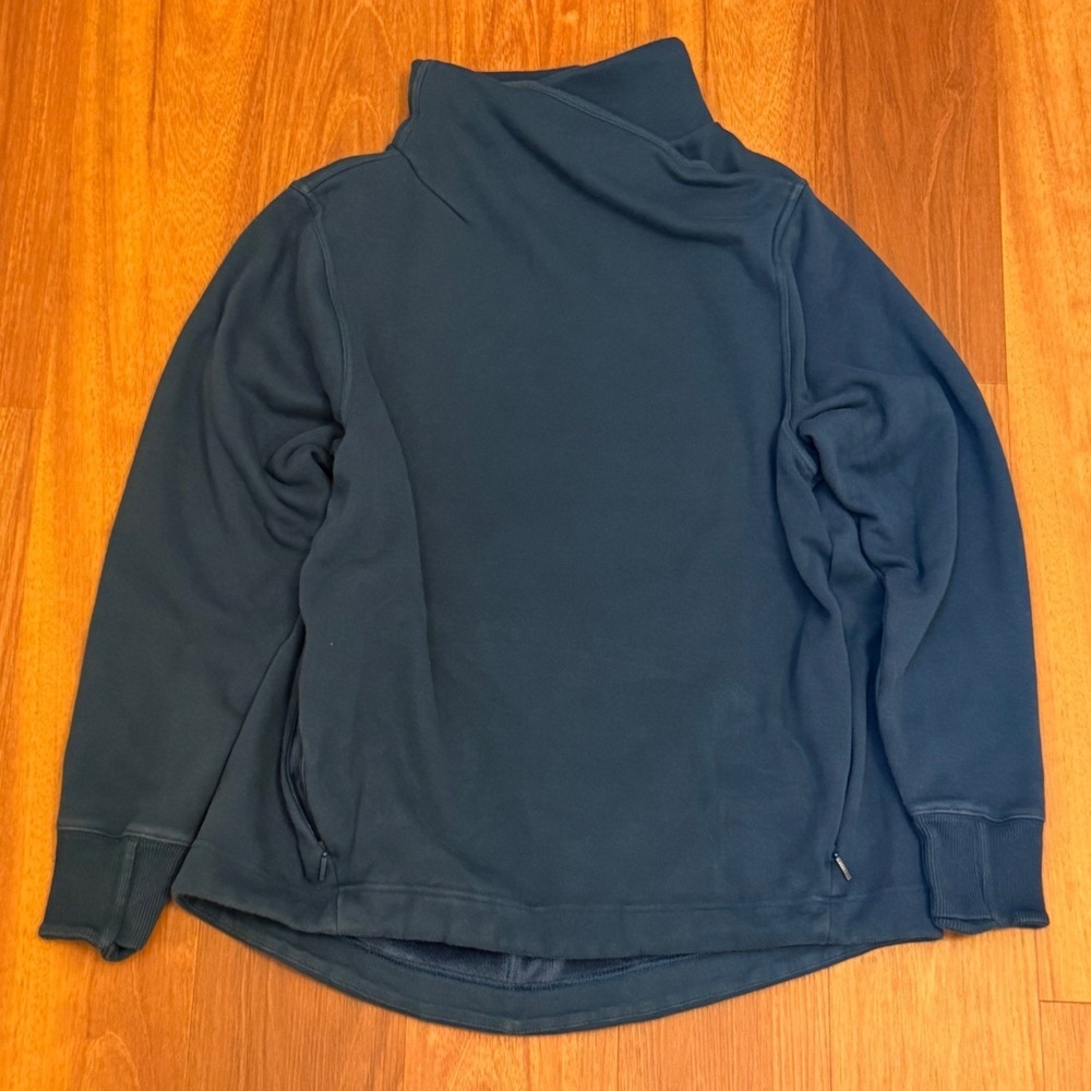 Athleta Cozy Karma Twist Neck Blue Pullover Sweatshirt Women's Size Large